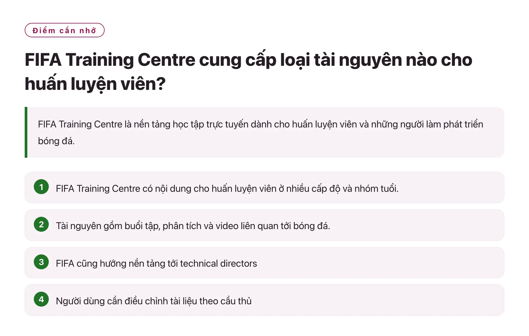 FIFA Training Centre cung cấp loại tài nguyên nào cho huấn luyện viên?——全文要点速览